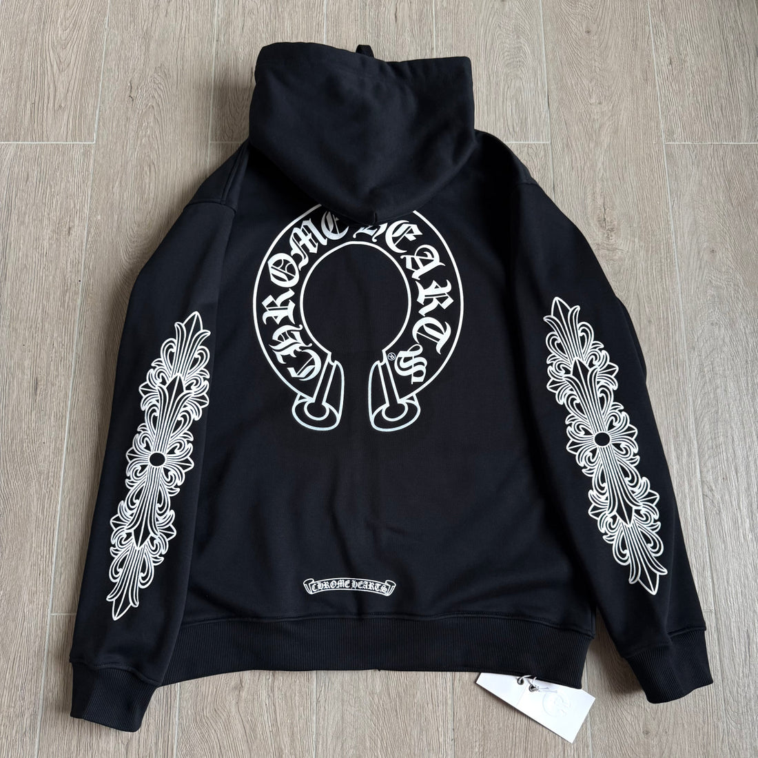 Chrome Hearts 925 Sterling Silver Hardware Classic Horseshoe Flower Arm Zipper Sweatshirt #333189