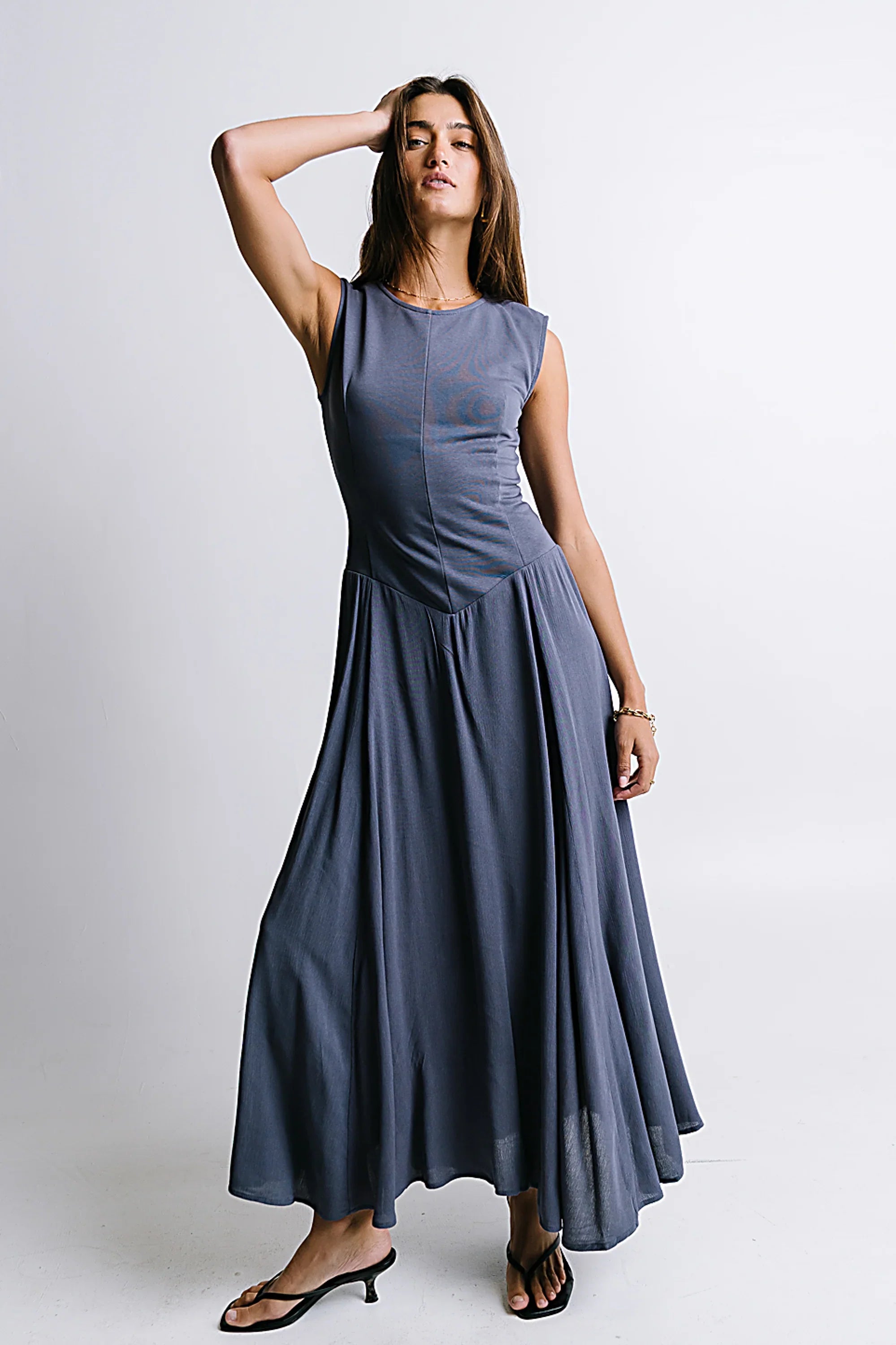 Charles Maxi Dress in Slate Blue