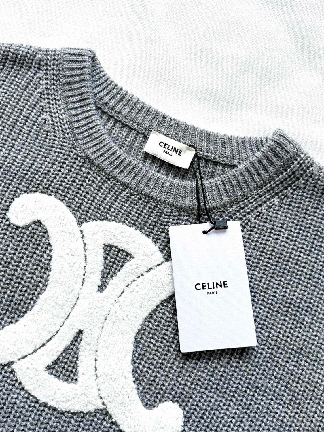 Celine Women's Spring/autumn Fashion Casual Solid Color Loose Logo Knitted Sweater With Round Neck Pullover Sweater #78331