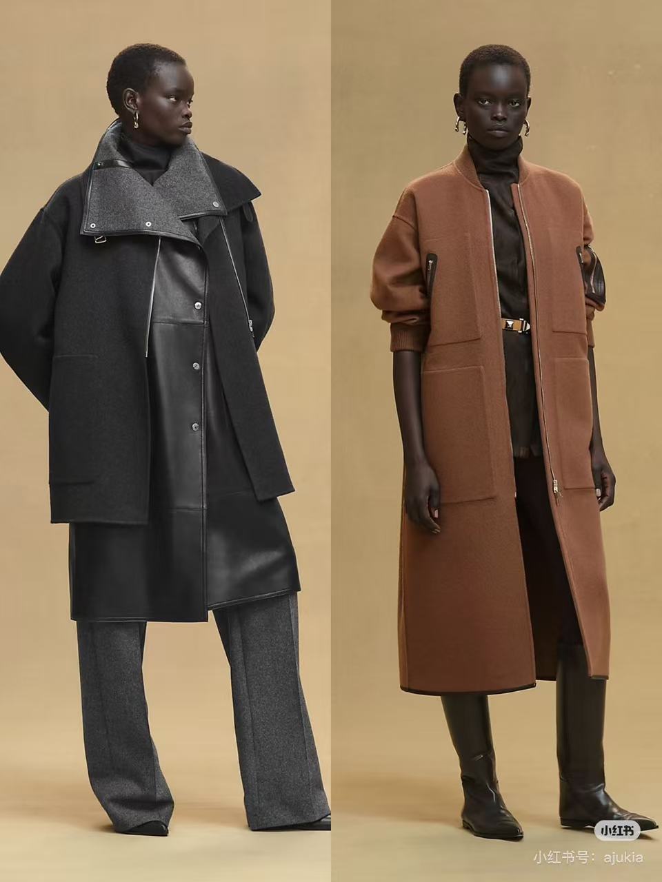 Hermes Women's Spring/Fall Four-Pocket Reversible Cashmere Zipper Solid Color Straight-Cut Long Coat Jacket Ngvp #2584