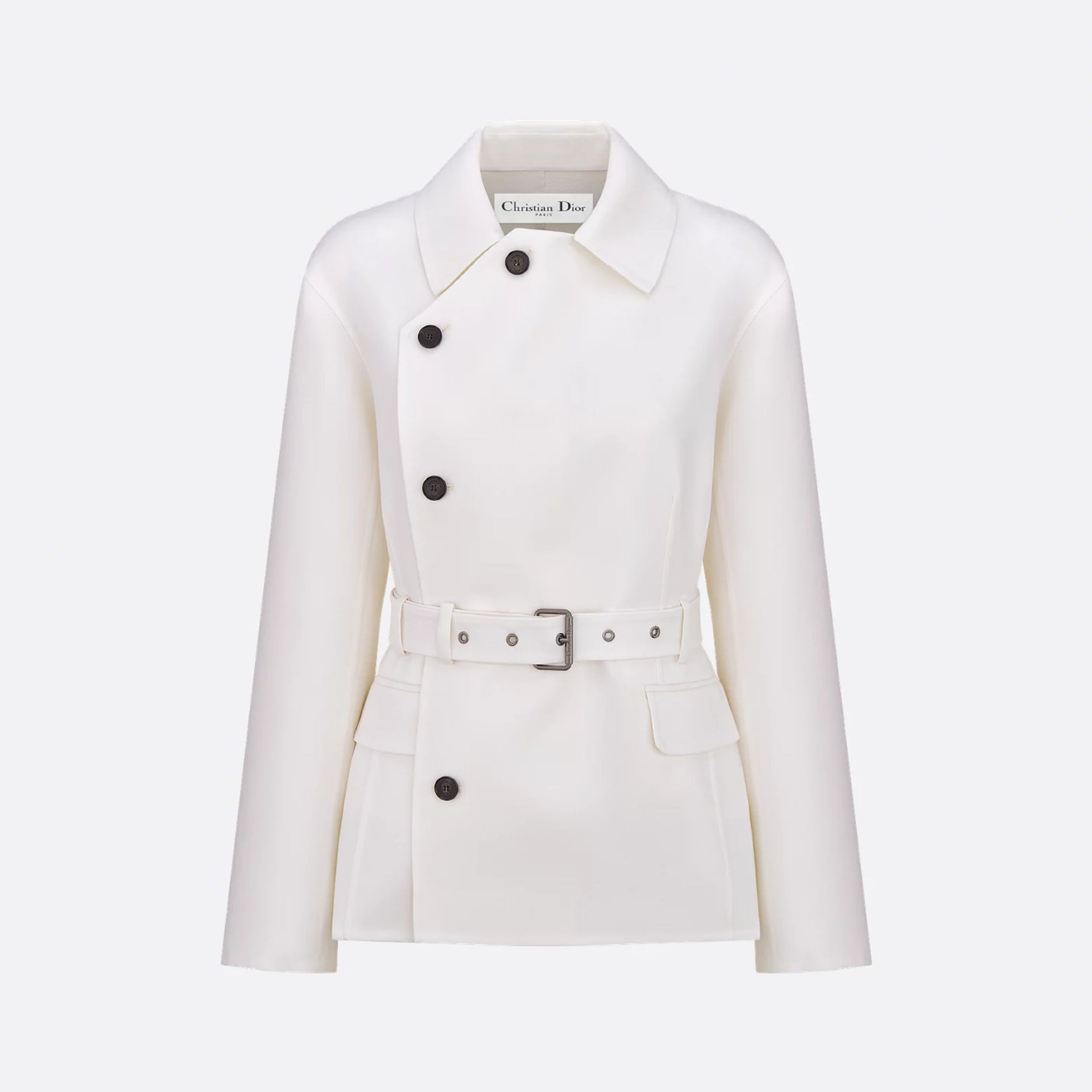 Dior Women's Spring/Autumn Silk-Blend Solid Color Belted Lapel Single-Breasted Slim-Fit Long-Sleeved Blazer Jacket Ngvp #2271