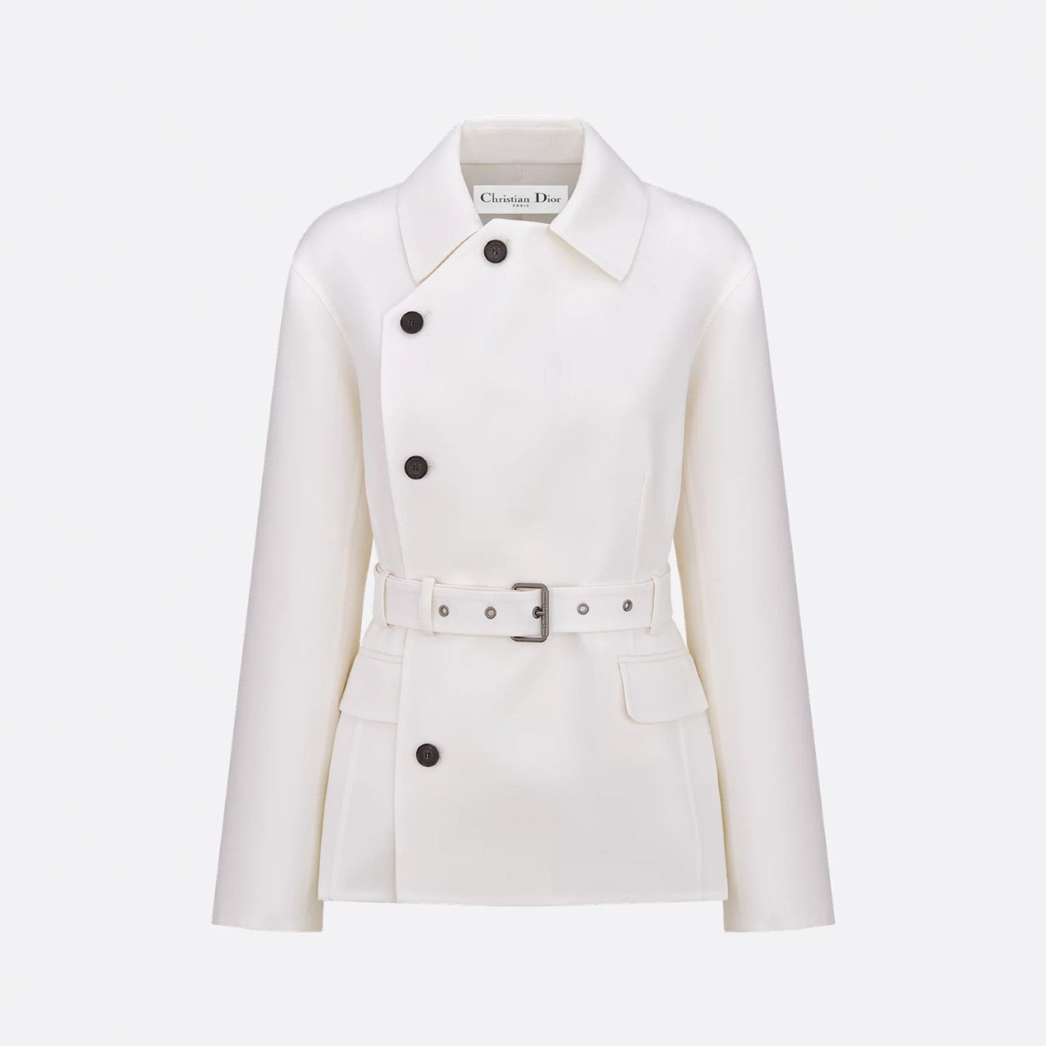 Dior Women's Spring/Autumn Silk-Blend Solid Color Belted Lapel Single-Breasted Slim-Fit Long-Sleeved Blazer Jacket Ngvp #2271