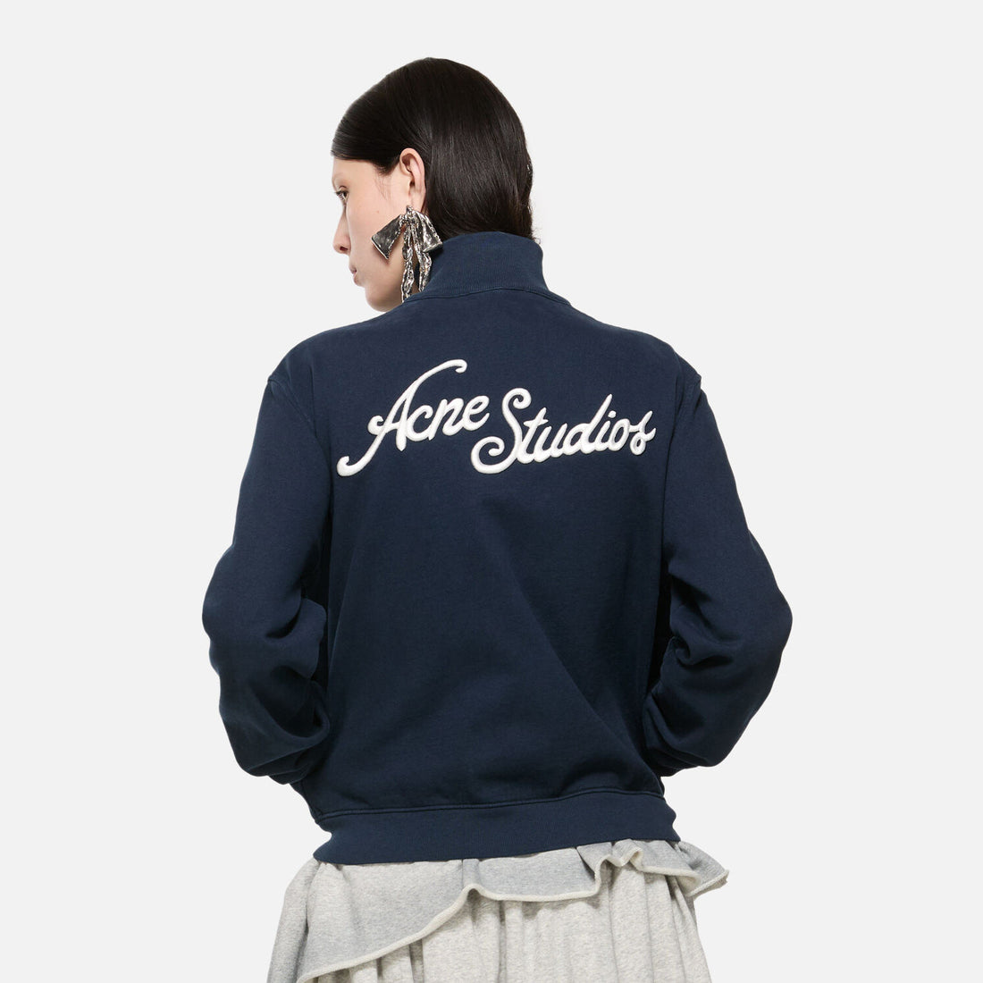 Acne Studios Women's And Men's Spring/fall Fashion Casual Solid Color Minimalist Logo Letter Embroidery Zipper Long Sleeve Sweatshirt Jacket #78317