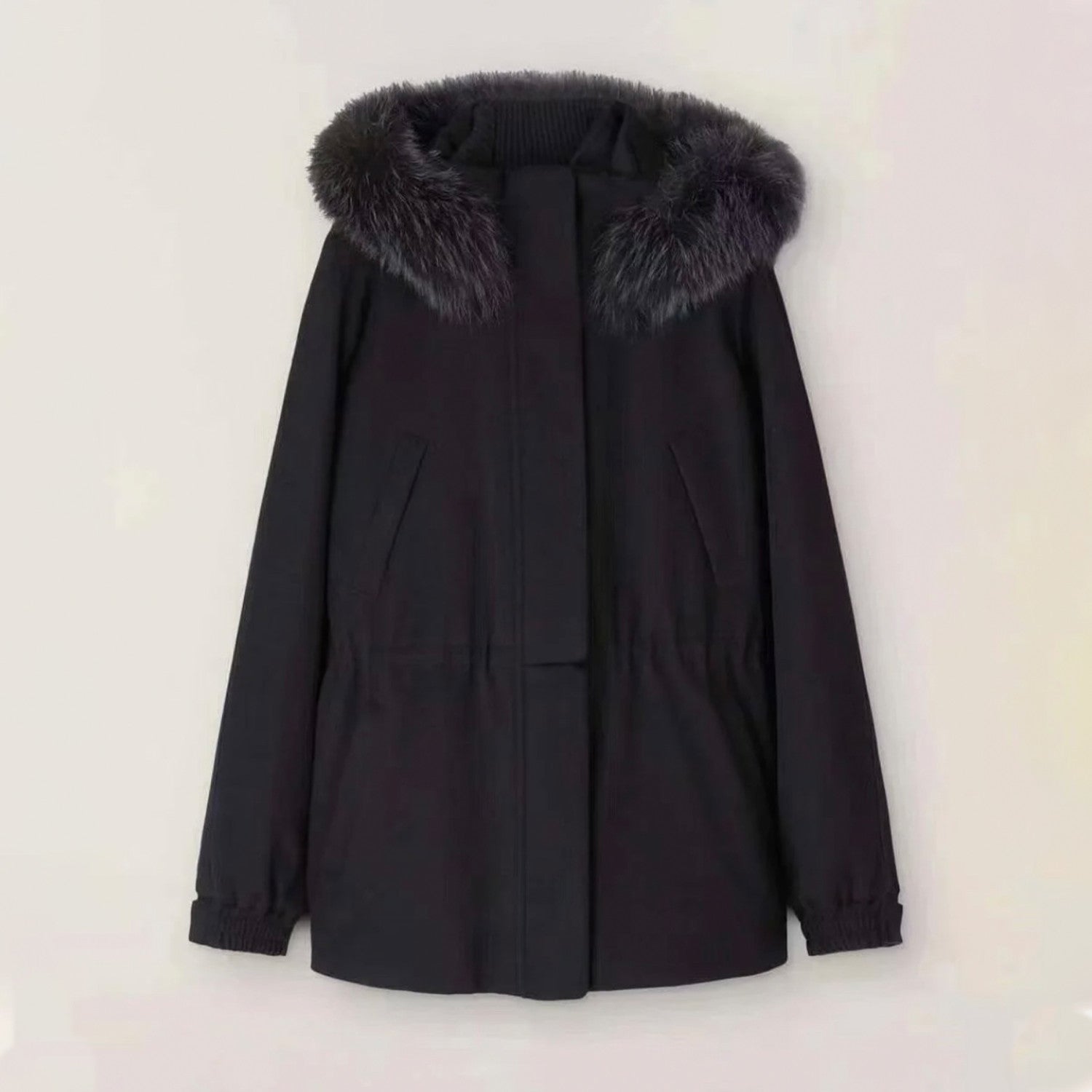 Loro Piana Lcery Short Women's Ski Jacket Furry Collar Warm Fashion Long Sleeve Jacket Elegant Temperament Loose Casual Coat  Ngvp #2418