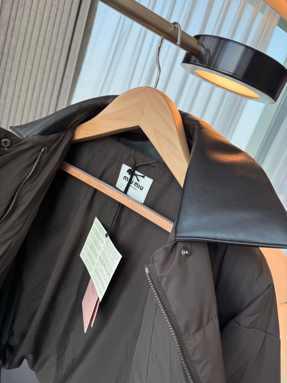 MiuMiu Ebony Technical Pong¨¦ Cropped Down Jacket  #335949