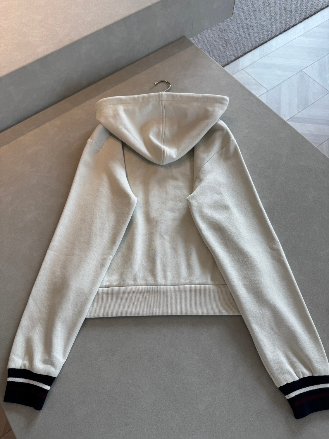Prada White Hooded Zipper Sweatshirt #377465