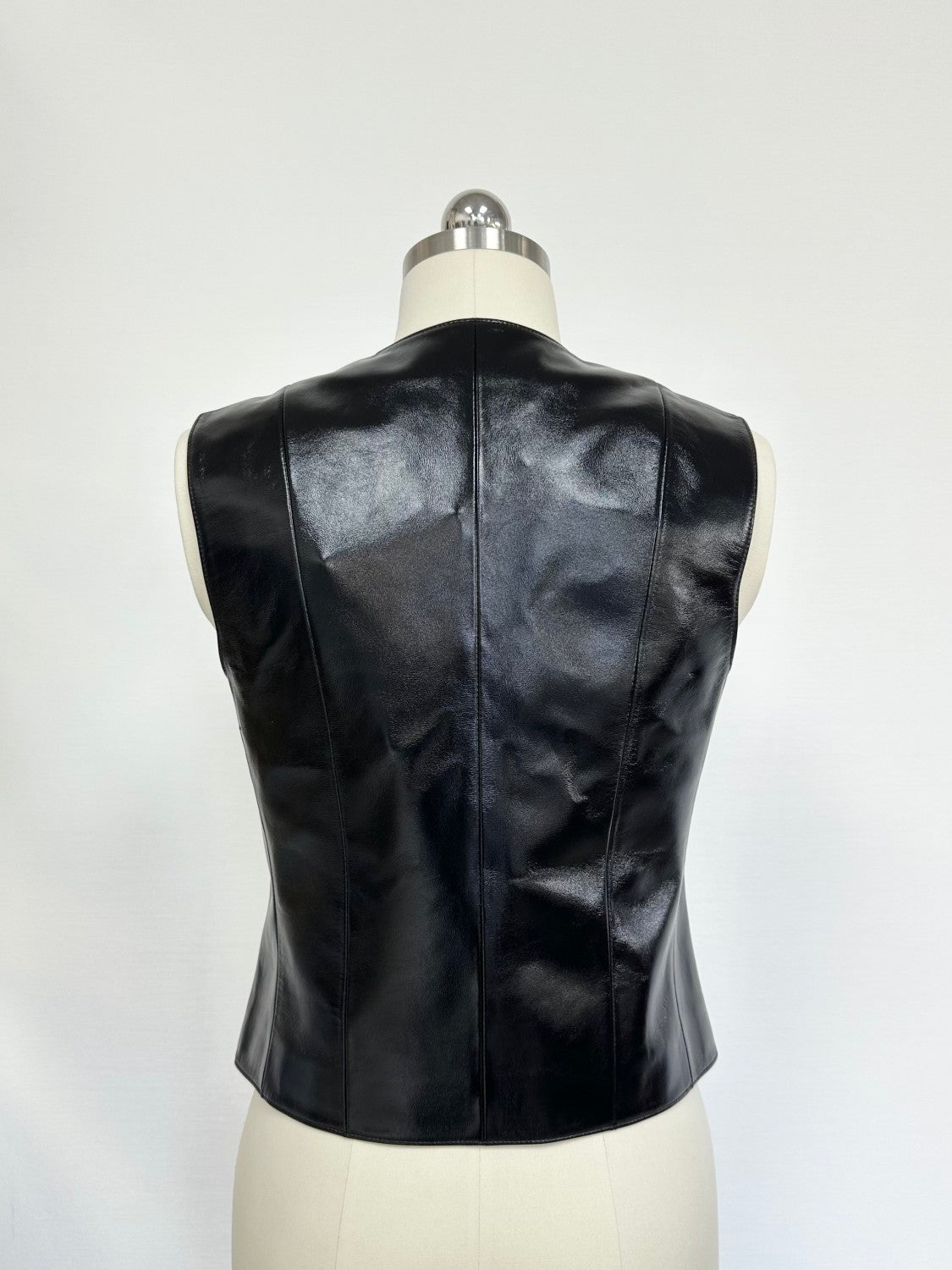 Chanel Women's Spring/Fall Fashion Classic Solid Color V-Neck Single Button Leather Top Vest #323105