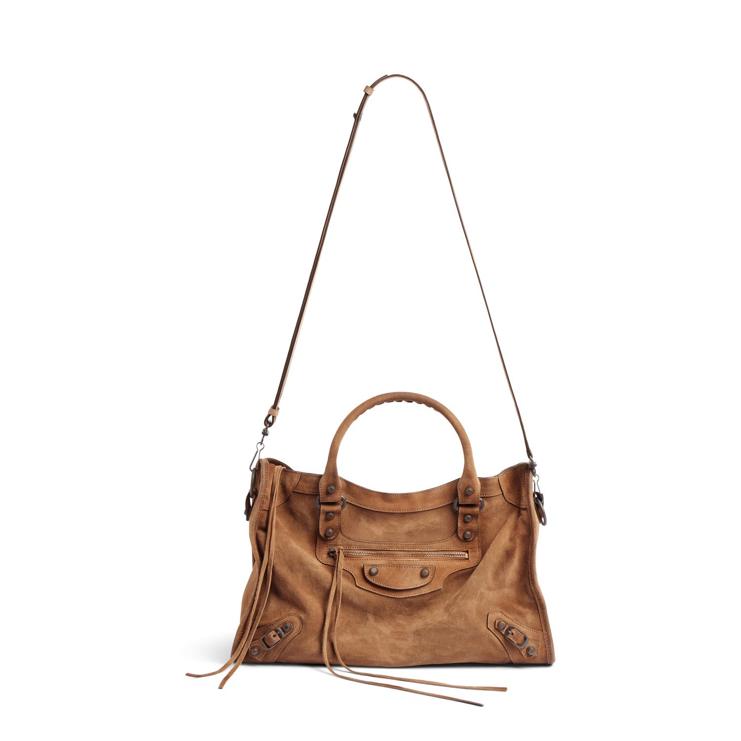 Balenciaga Women's Le City Large Handbag with Woven Handles. Solid Color Leather Crossbody Shoulder Bag. Fashionable Casual Bag Bags 8230582AB2A1143 #81498