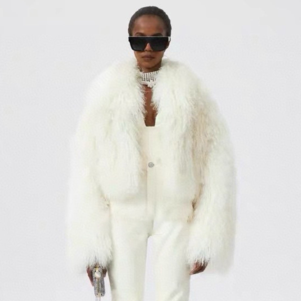 Beach Sheepskin Solid Color Fluffy Casual Long-Sleeved Fur #171746