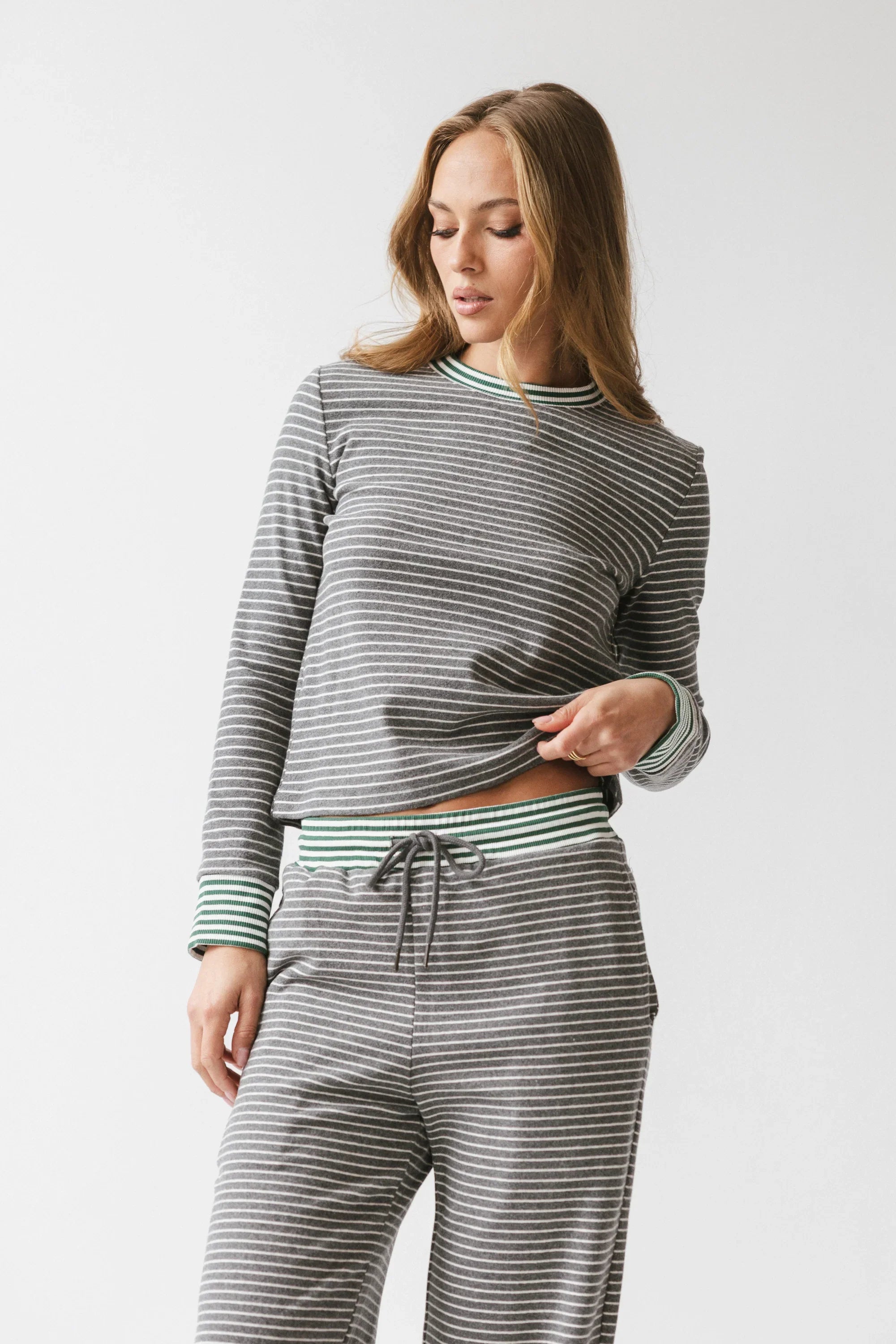 April Striped Top in Grey