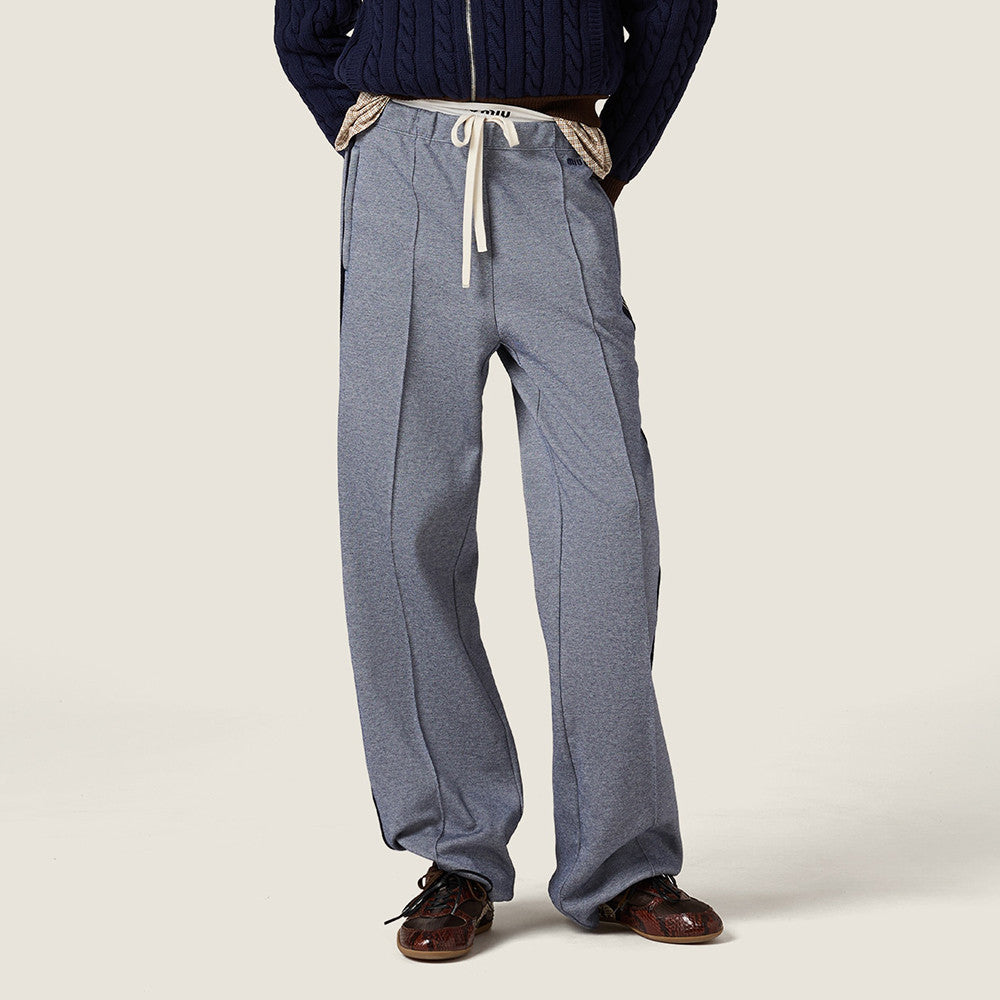 MiuMiu Blue grey Velour Blouson Zipper Jacket Navy Jersey Pants   #335444