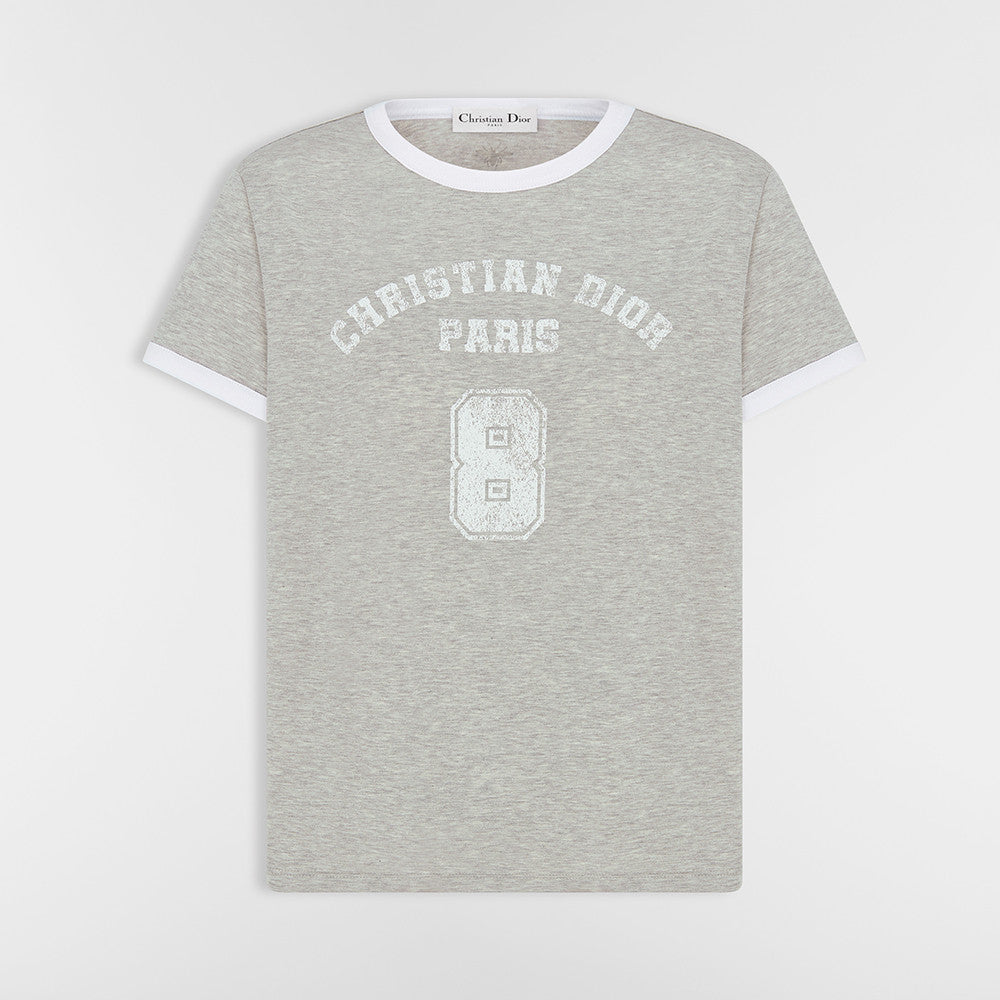 DIOR T-Shirt Gray and White Cotton Jersey #377461