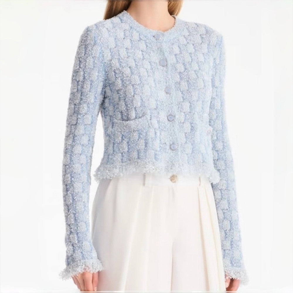 Chanel Tweed Cardigan Blue #335858