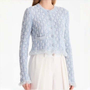 Chanel Tweed Cardigan Blue #335858