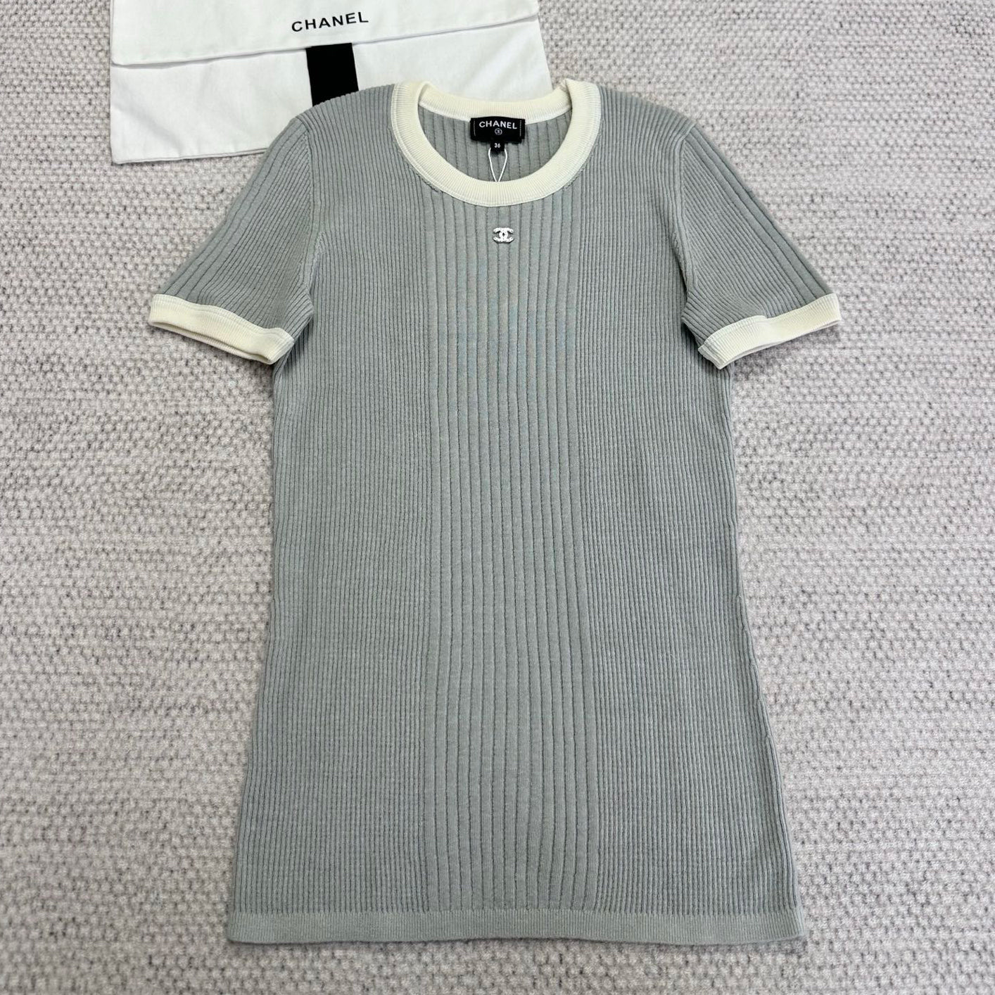 Chanel Women's Summer Fashion Casual Solid Color Crew Neck Knit Short Sleeve T-Shirt #78479