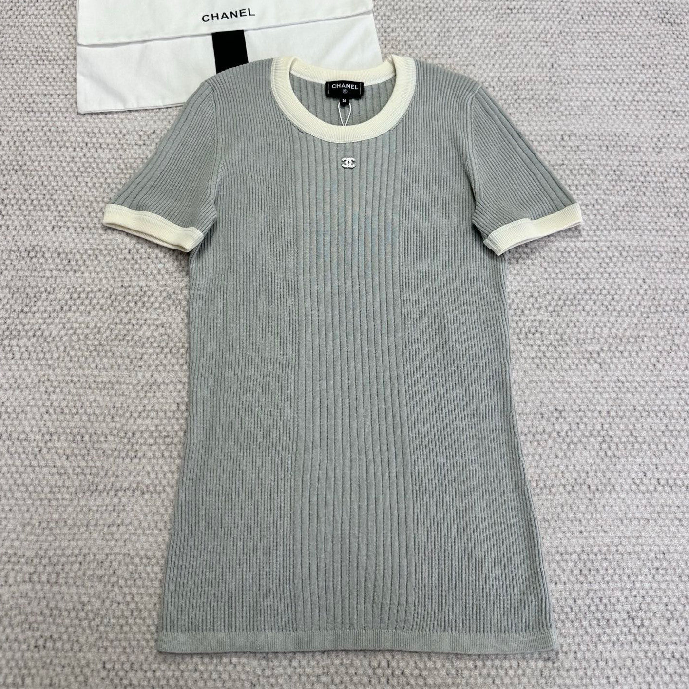 Chanel Women's Summer Fashion Casual Solid Color Crew Neck Knit Short Sleeve T-Shirt #78479