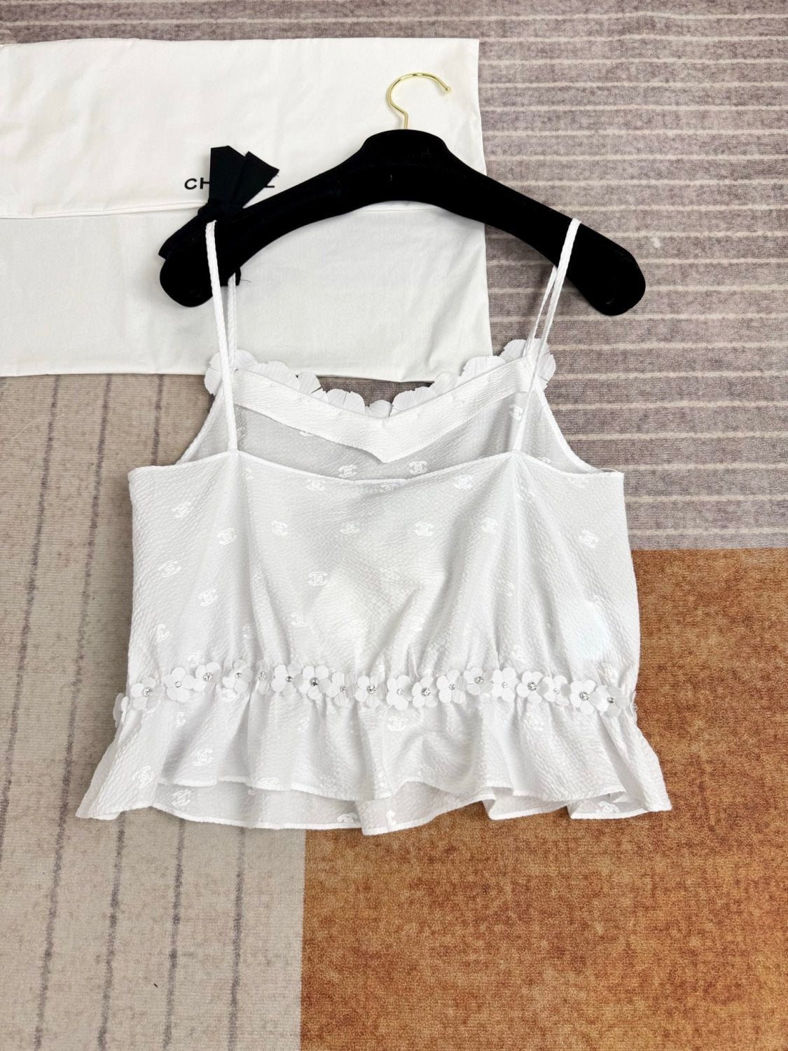 Chanel Top Embroidered Cotton White #377745