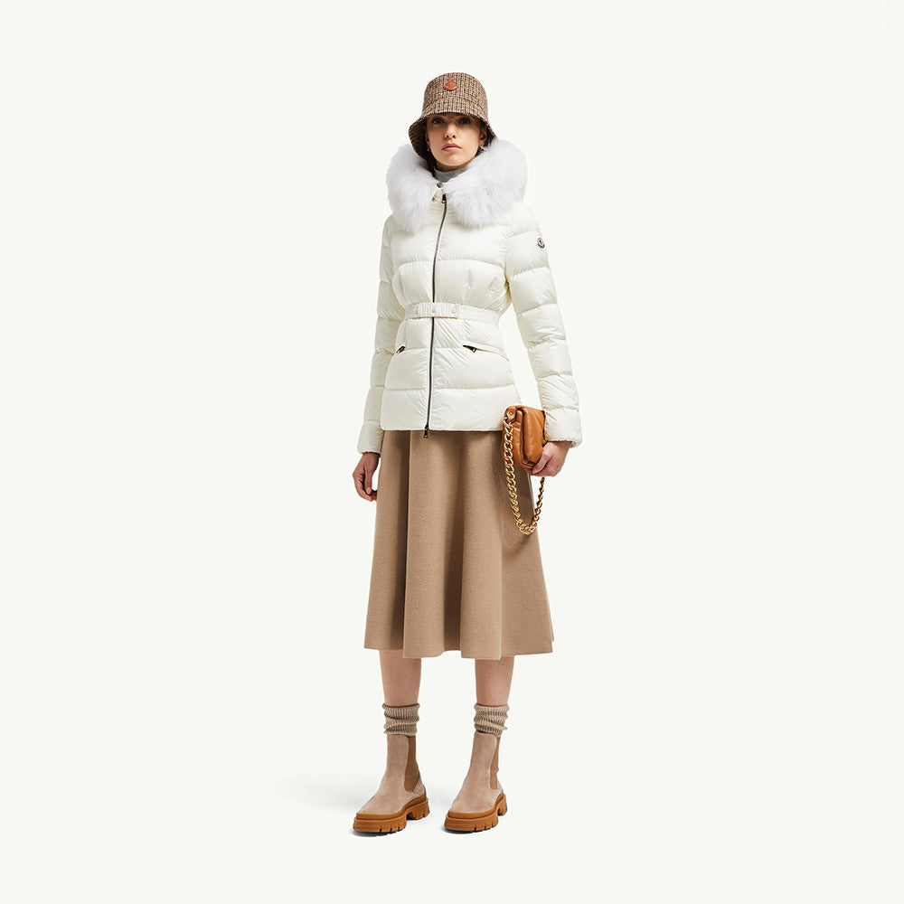 Moncler Black Beige Boed Hooded Shearling Trimmed Short Down Jacket Short Down Jackets #293421