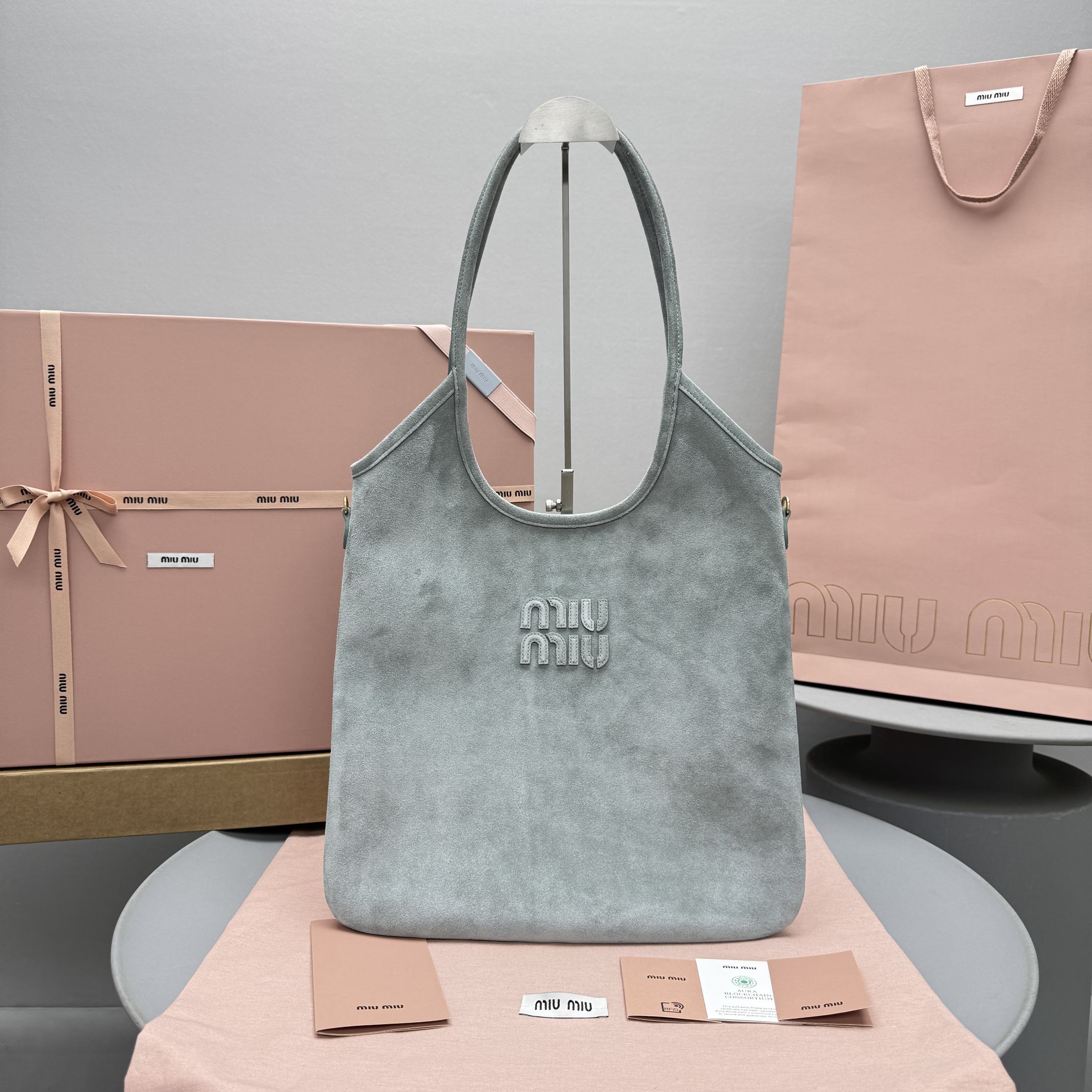 MiuMiu Powder Blue Ivy Suede Bag #382952
