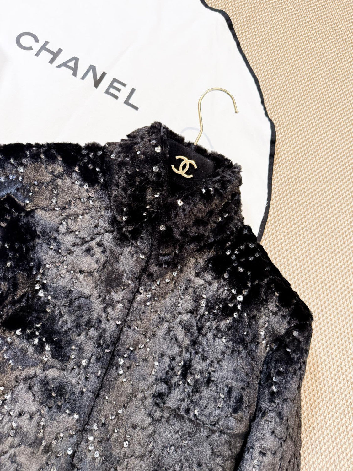 Chanel Jacket Mixed Fibers Sequins Black #334700
