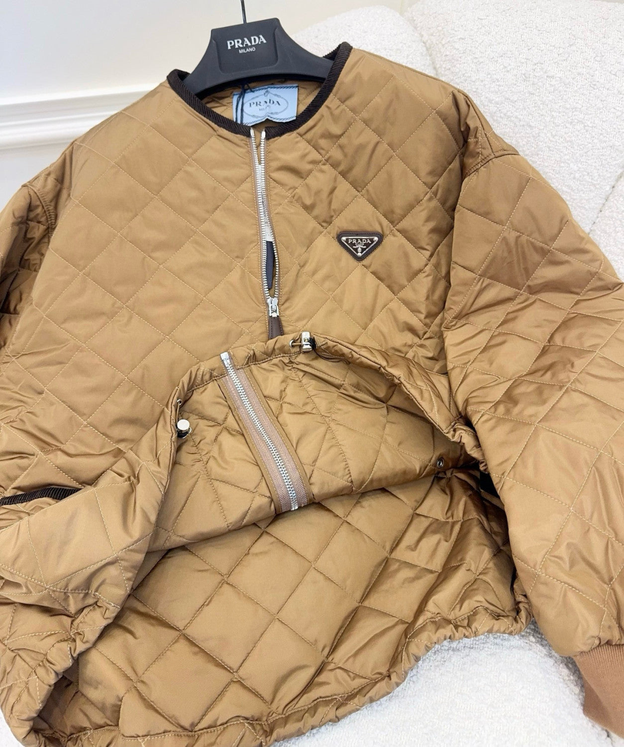 Prada Cork Beige Quilted Light Re-nylon Jacket #326852