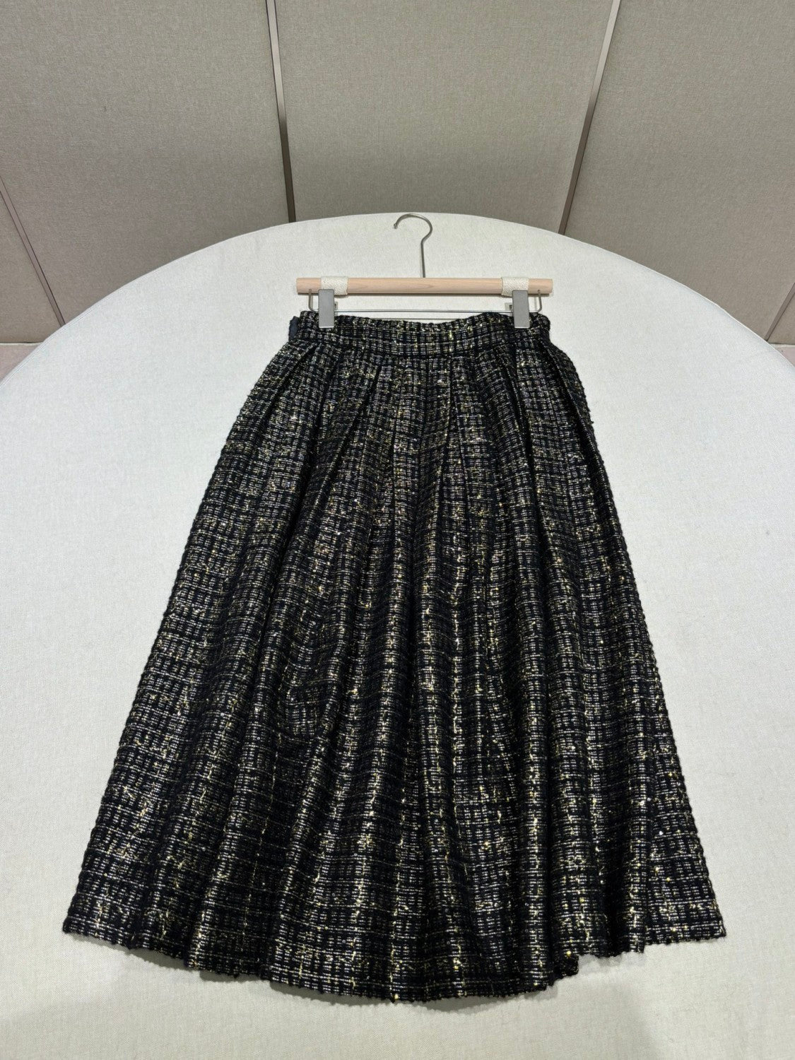 Chanel Women's Spring/autumn Vintage Suit Black And Gold Rhinestone Floral Embroidery Blend Belt Long Sleeve Jacket Pleated Halter Dress Vacation Set Ngvp #2243