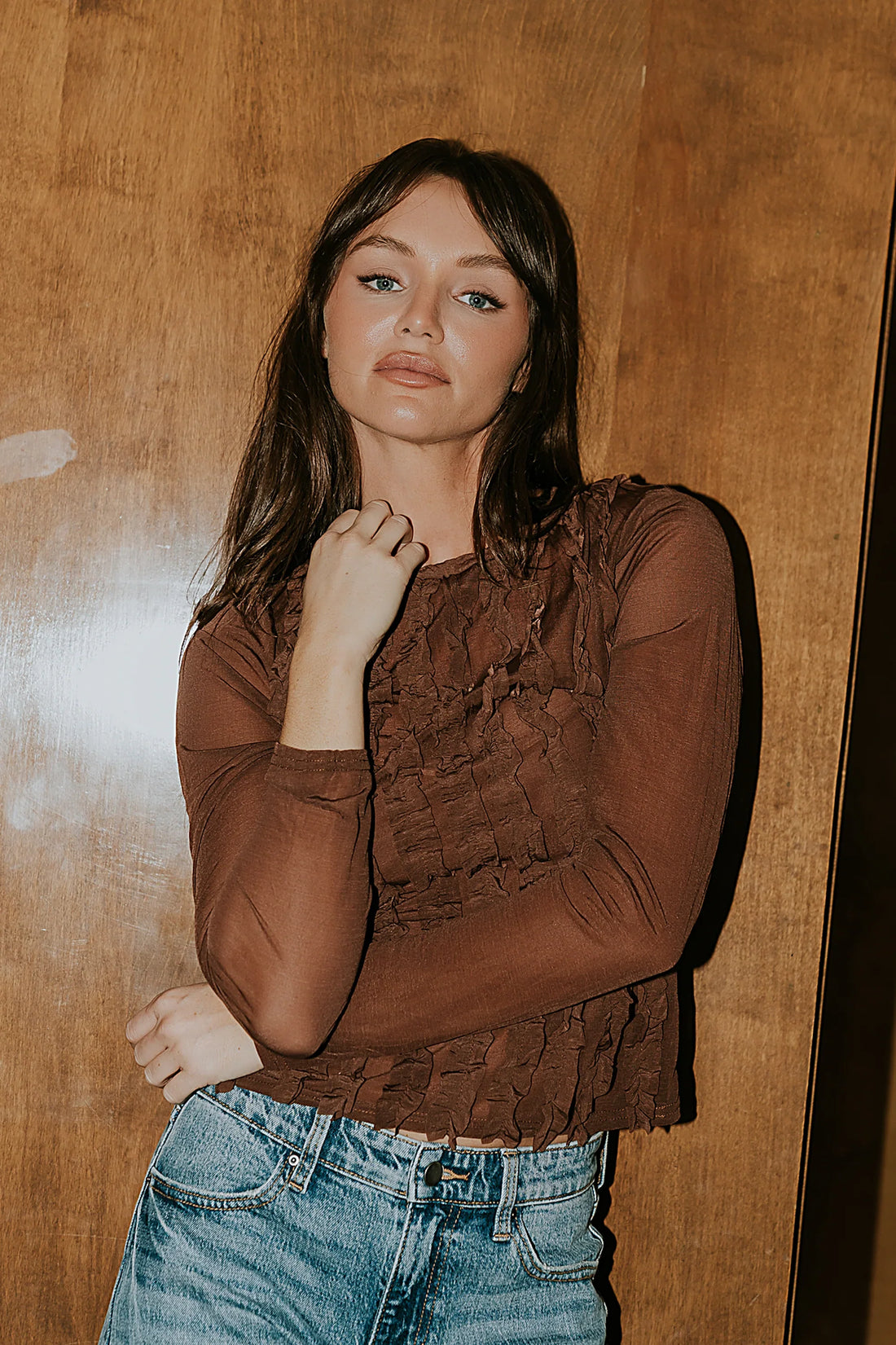 Marie Sheer Top in Brown