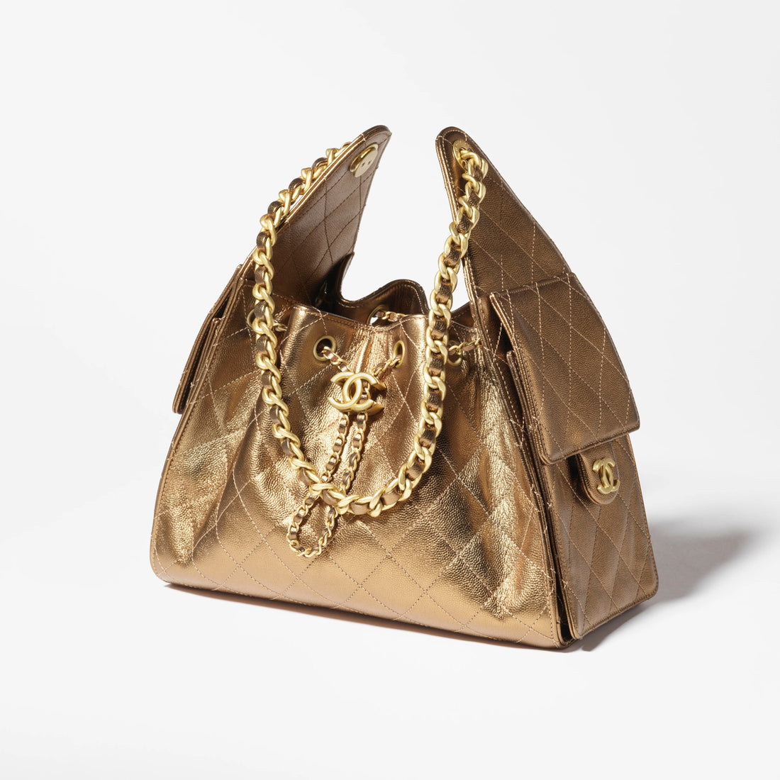 Chanel Women's Fashion Classic Solid Color Leather Logo Drawstring Underarm Bag Chain Handbag Tote Shoulder Bag Bags AS5293-B20304-U2367 #78855