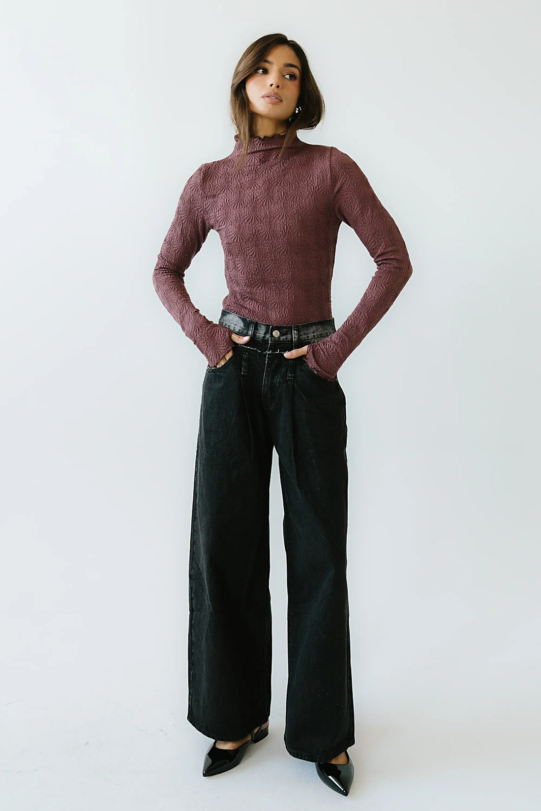Benny Textured Top in Berry