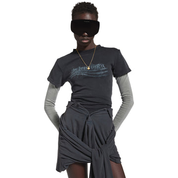 Balenciaga WASHED CRAYON POLITICAL Men's And Women's Spring/fall Casual Fashion Crewneck Pullover Retro Stretch Knit Fabric Slim Fit Short Sleeve T-shirt #79383