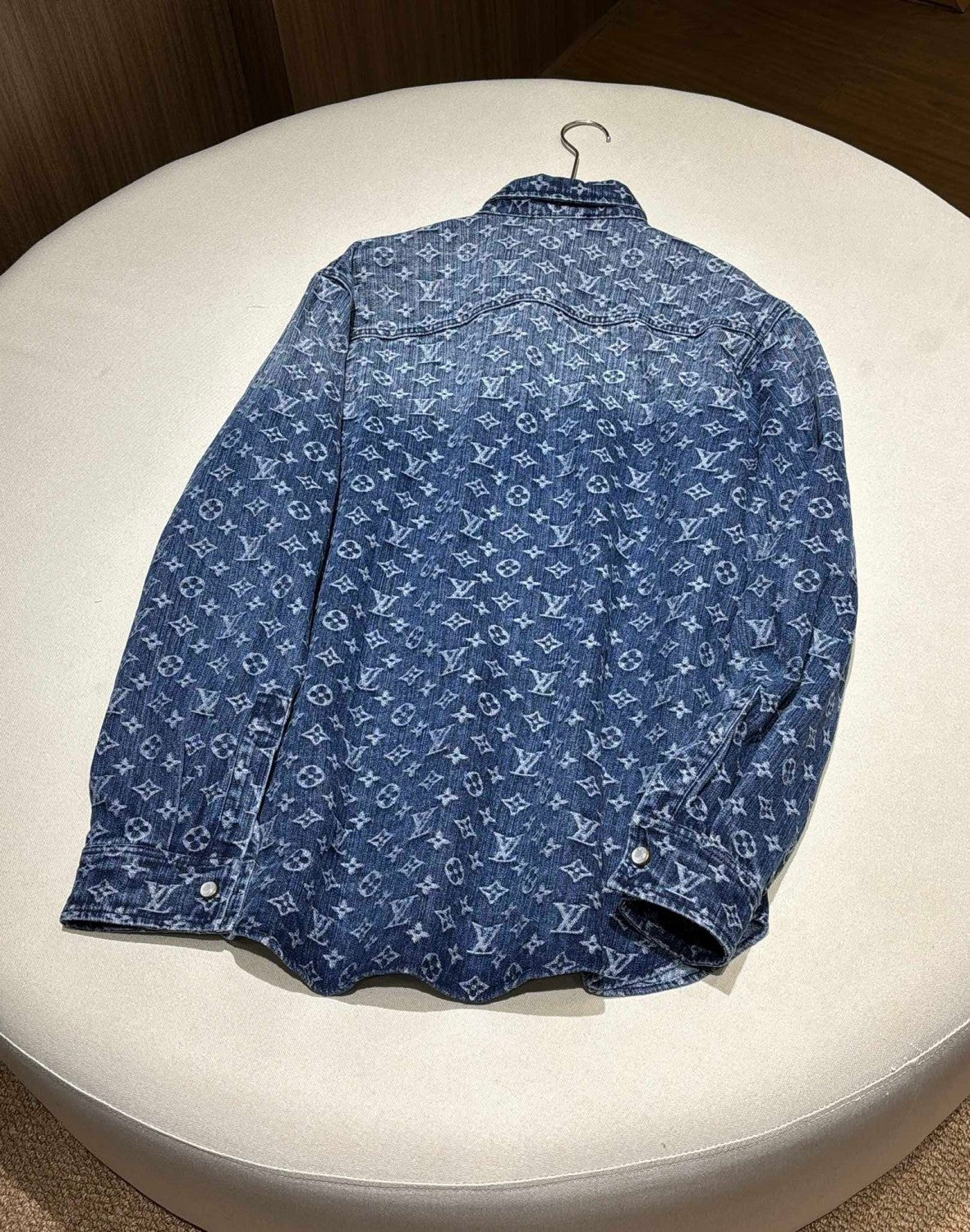 Louis Vuitton Men's And Women's Spring/Summer Fashion Casual Denim Washed Vintage Loose Print Shirt #78311