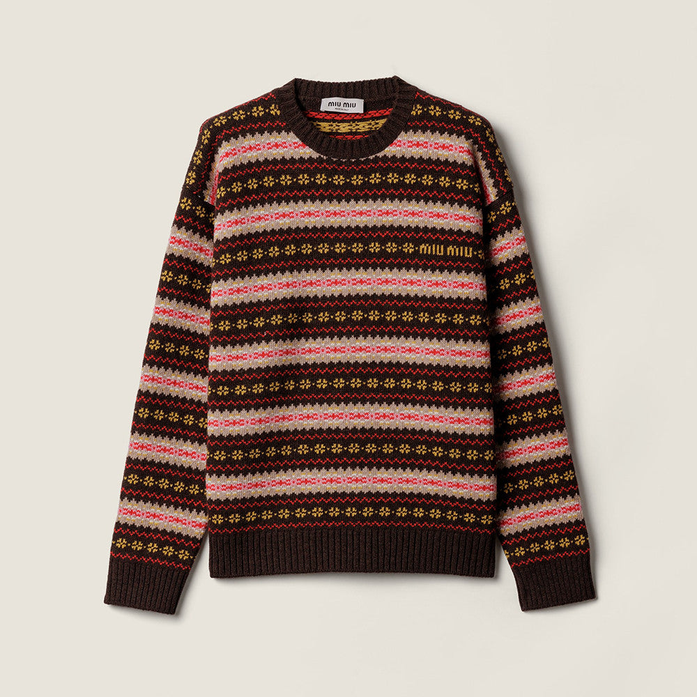 MiuMiu Dark Brown Wool Crew Neck Sweater #333710
