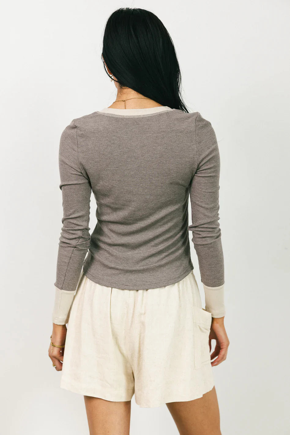 Elise Ribbed Top in Brown