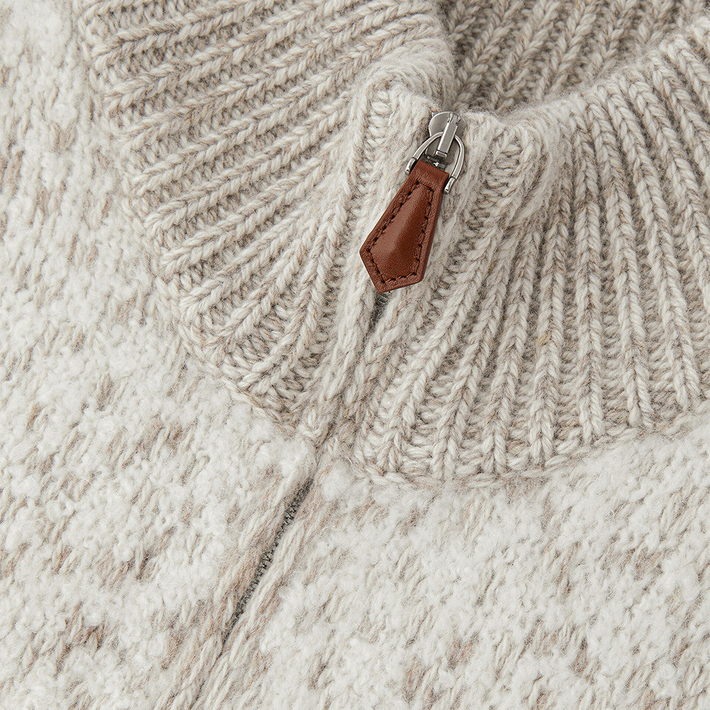 Loro Piana Paroo Bomber Sweater Cashmere White Beige#335464