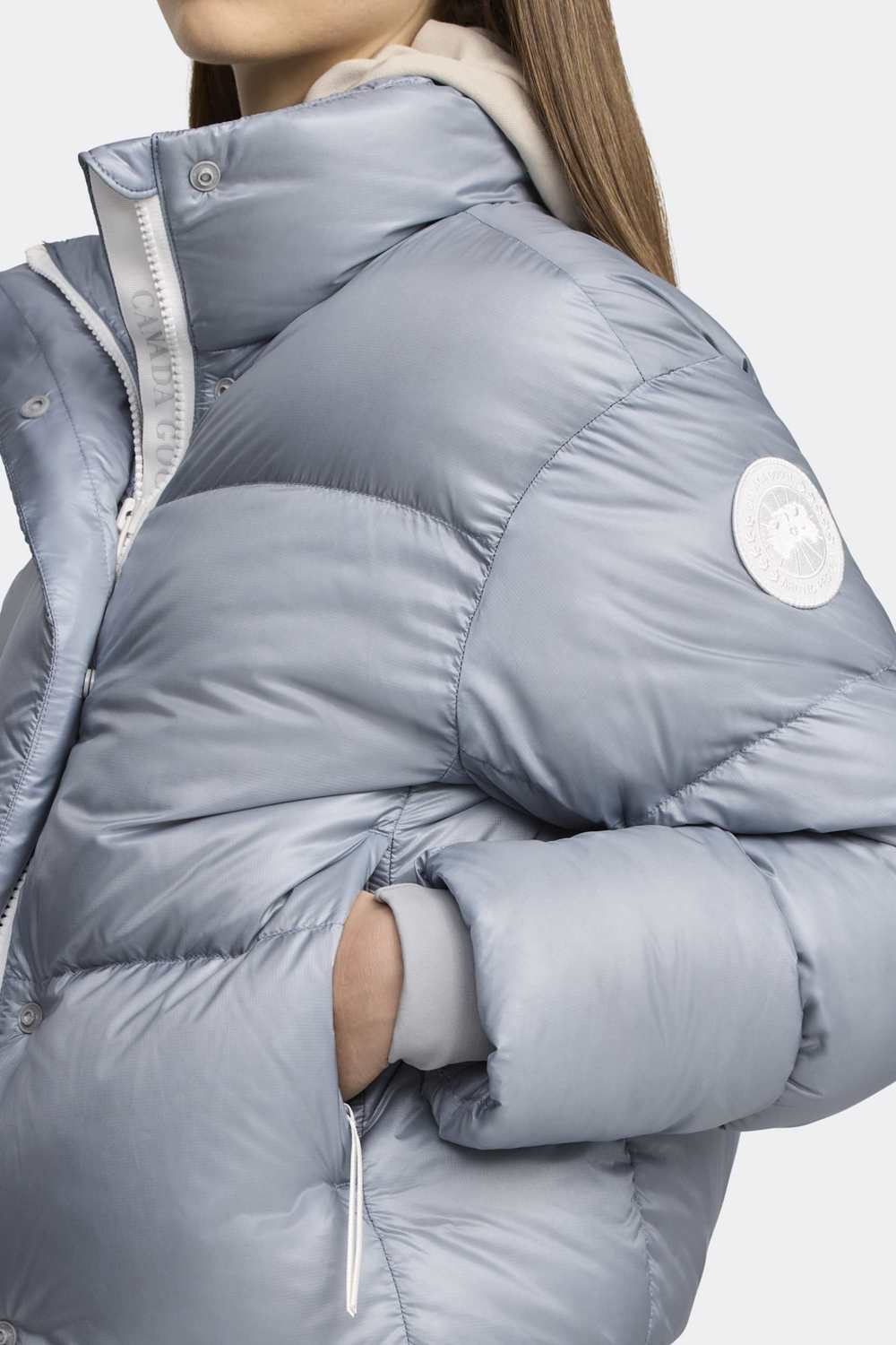 Canada Goose Cypress Cropped Puffer White Label Stand Collar Long Sleeve Glossy Windproof Waterproof Casual Lightweight Short Down Jacket #332228