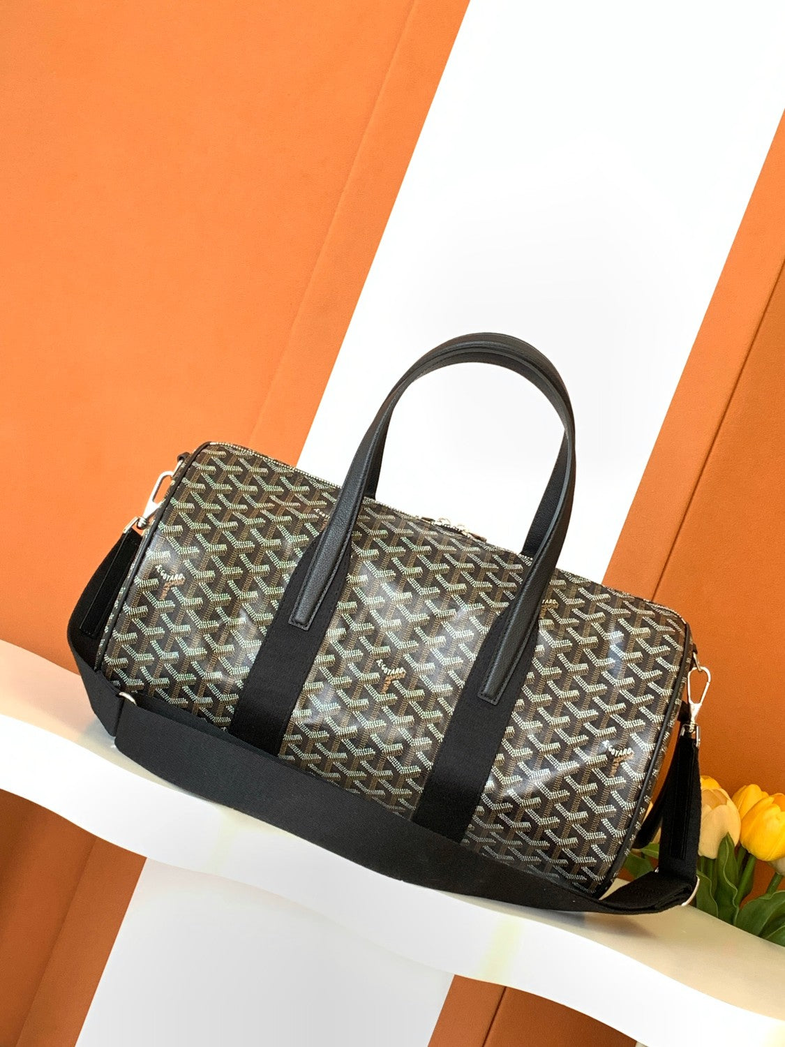 GOYARD Barrel 40 Men's And Women's Logo Printing Canvas Collocation Calf Leather Sports Bag Travel Bags #75143
