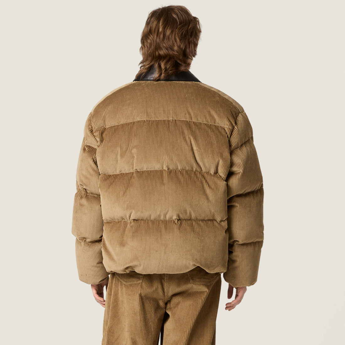 MiuMiu Women's Winter Fashion Casual Lapel Zipper Embroidered Corduroy Drawstring Hem Zipper Closure Down Coat Jacket #79244