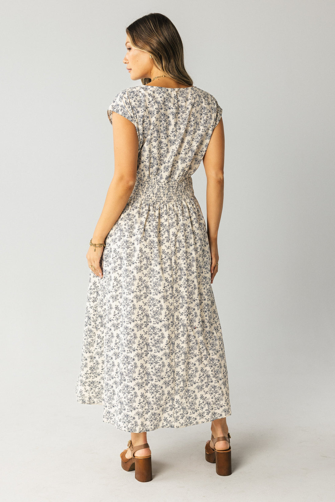 Heather Floral Maxi Dress in Blue