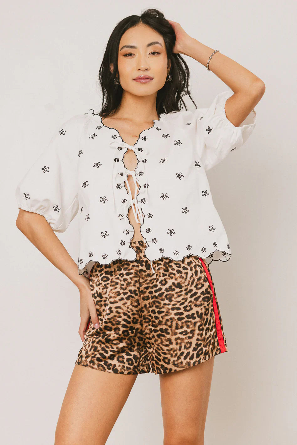 Kara Embroidered Blouse in Off White
