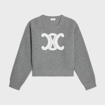 Celine Women's Spring/autumn Fashion Casual Solid Color Loose Logo Knitted Sweater With Round Neck Pullover Sweater #78331