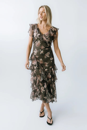 Kensie Ruffle Maxi Dress