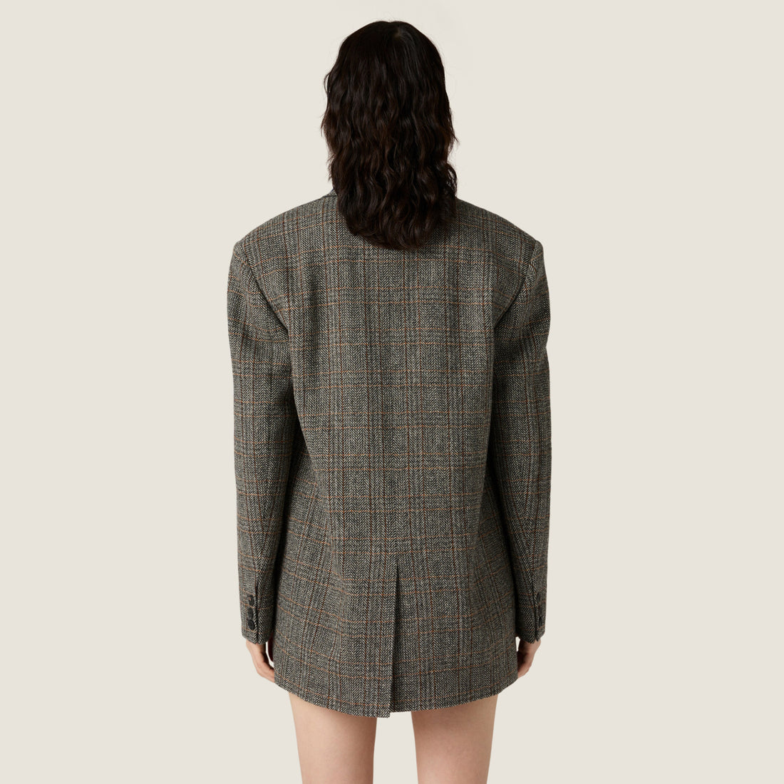 MiuMiu Women's Fashion Casual V-Neck Single Button Straight Cut Embroidered Logo Wool Blazer Jacket #79167