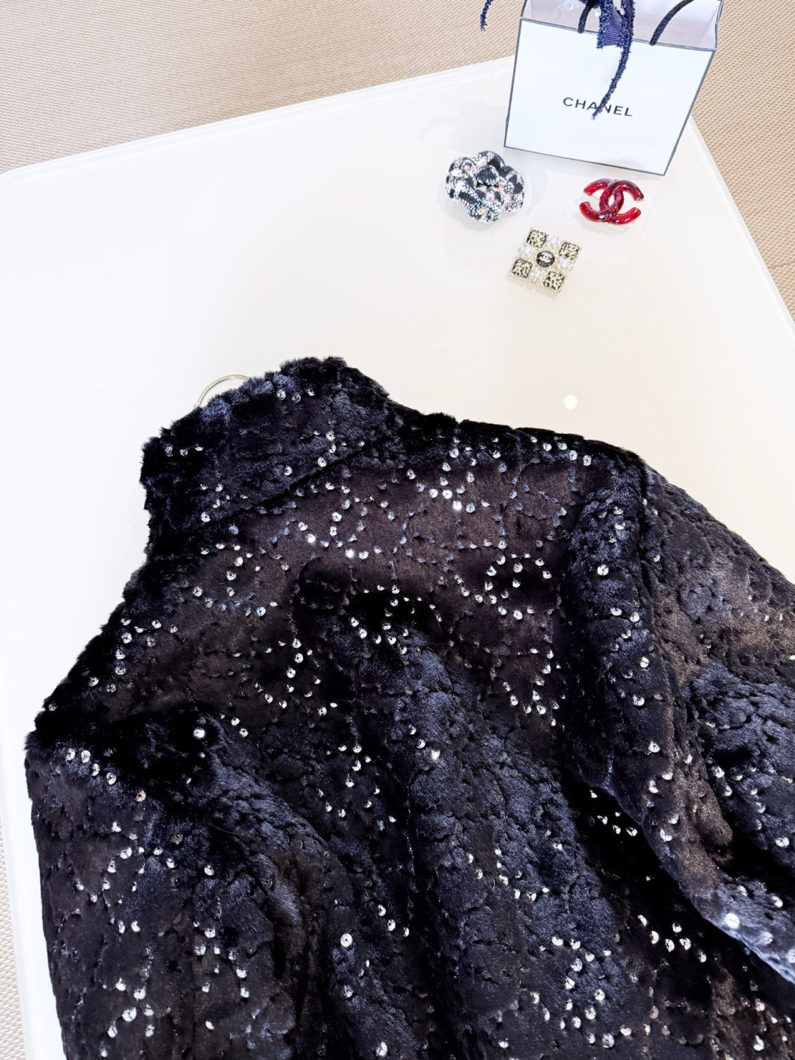 Chanel Jacket Mixed Fibers Sequins Black #334700