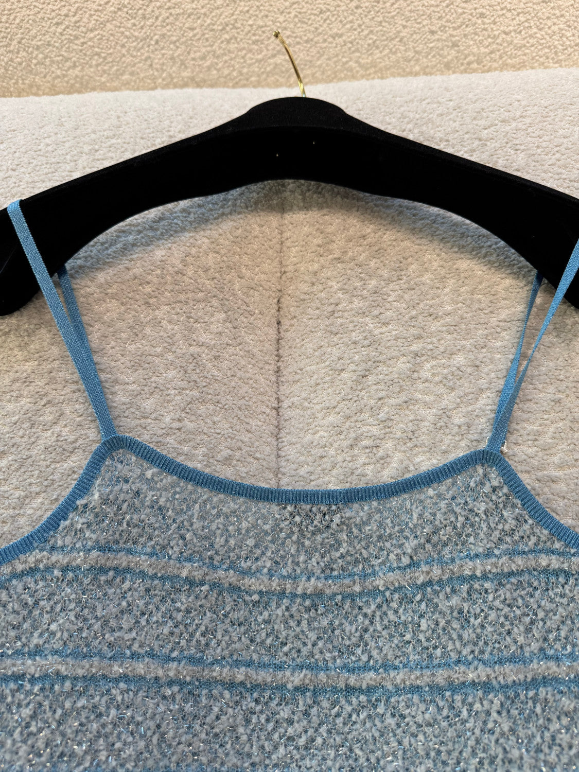 Chanel Top Mixed Fibers Light Blue Black #335493