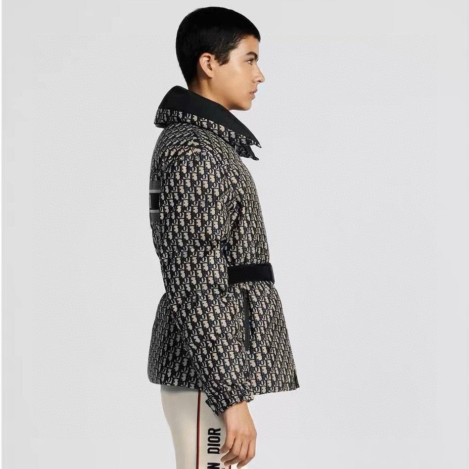 Dior DiorAlps Women's Winter Fashion Casual Twill Print Belted High-Neck Zipper Cotton Jacket #78982