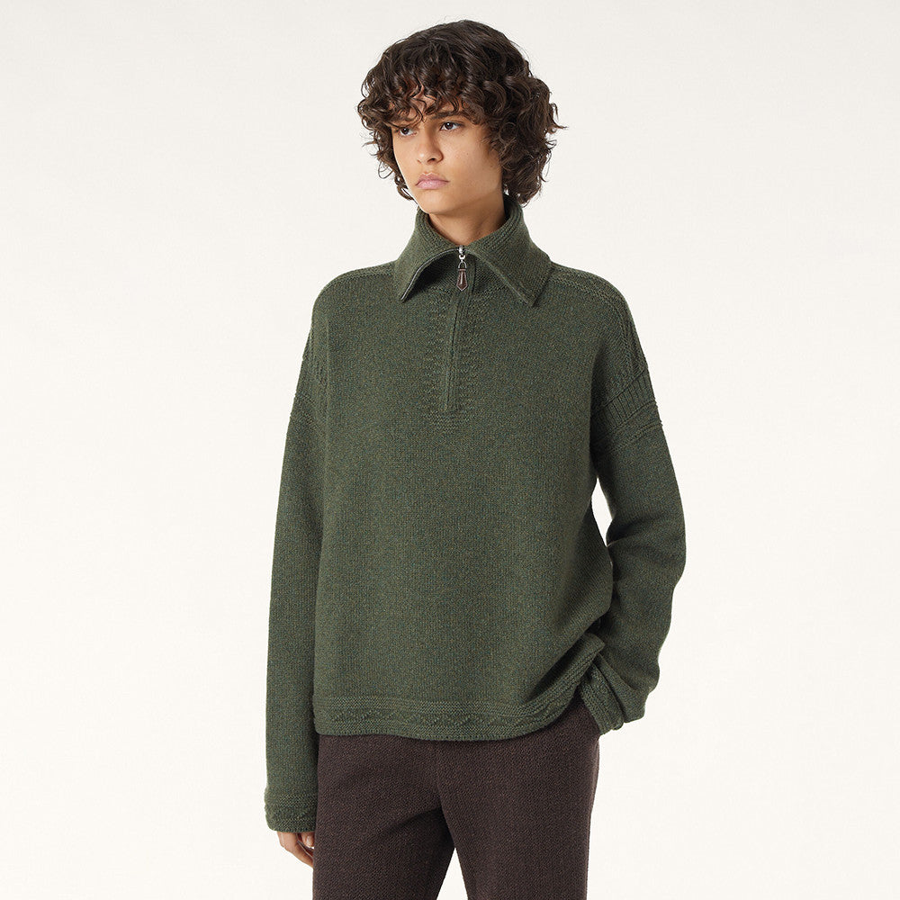 Loro Piana Carezza Sweater Cashmere Green Kelp Melange #336654