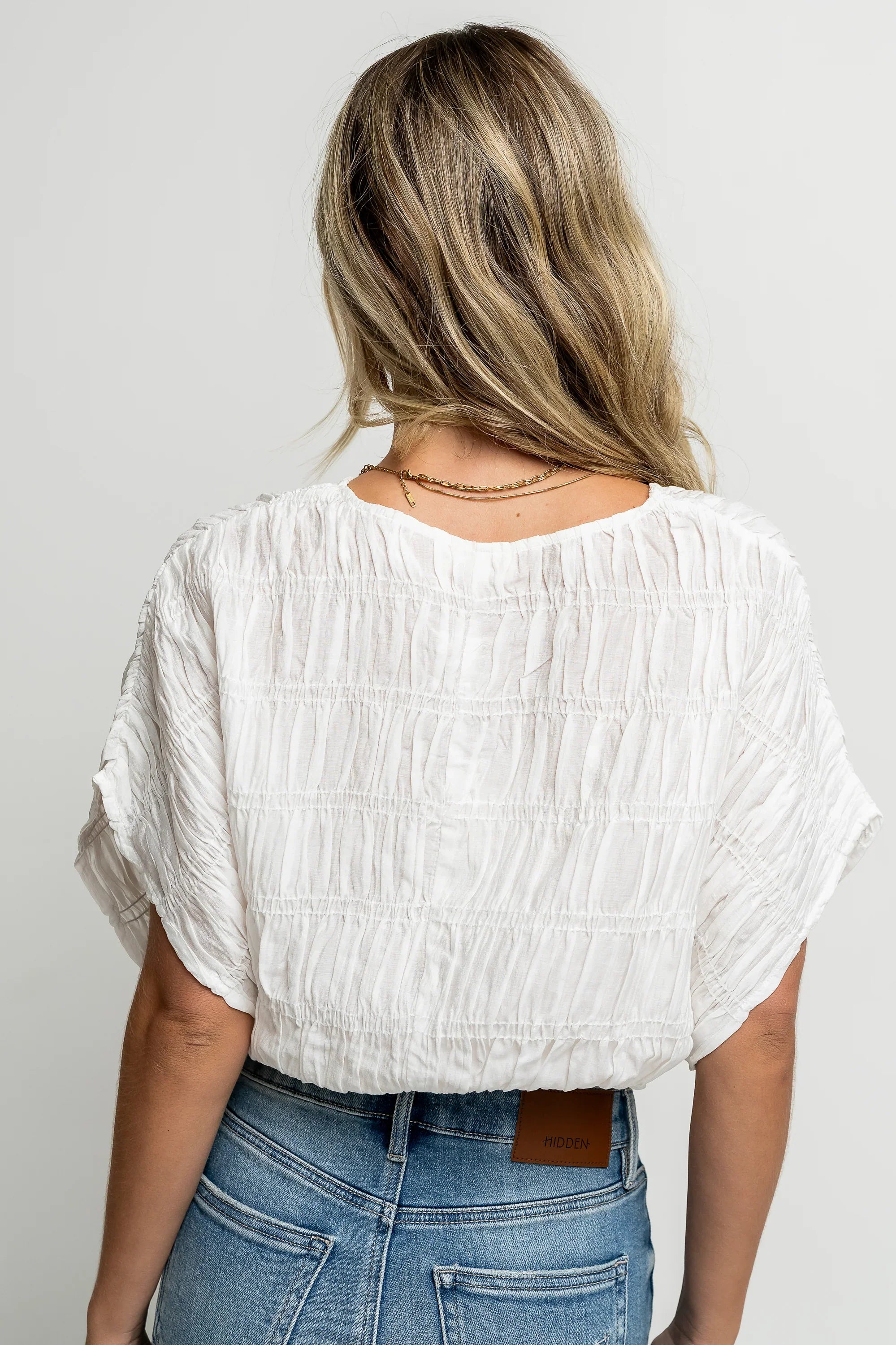 Alma Smocked Blouse in White