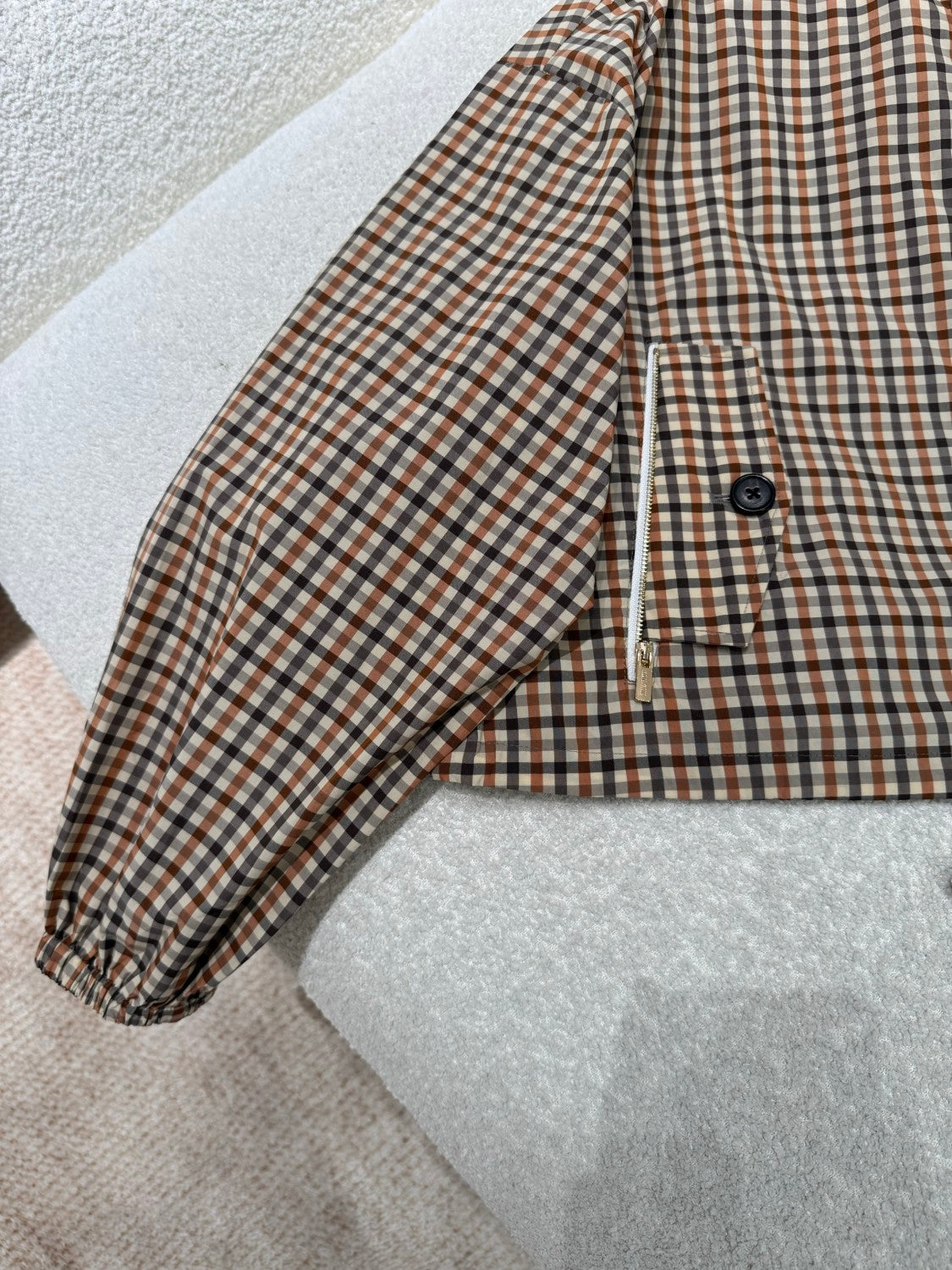 MiuMiu Women's Spring/Summer Fashion Casual Hooded Zipper Waist Elastic Checkered Jacket Waist Elastic Drawstring Checkered Casual Short Skirt Suit Set #79158