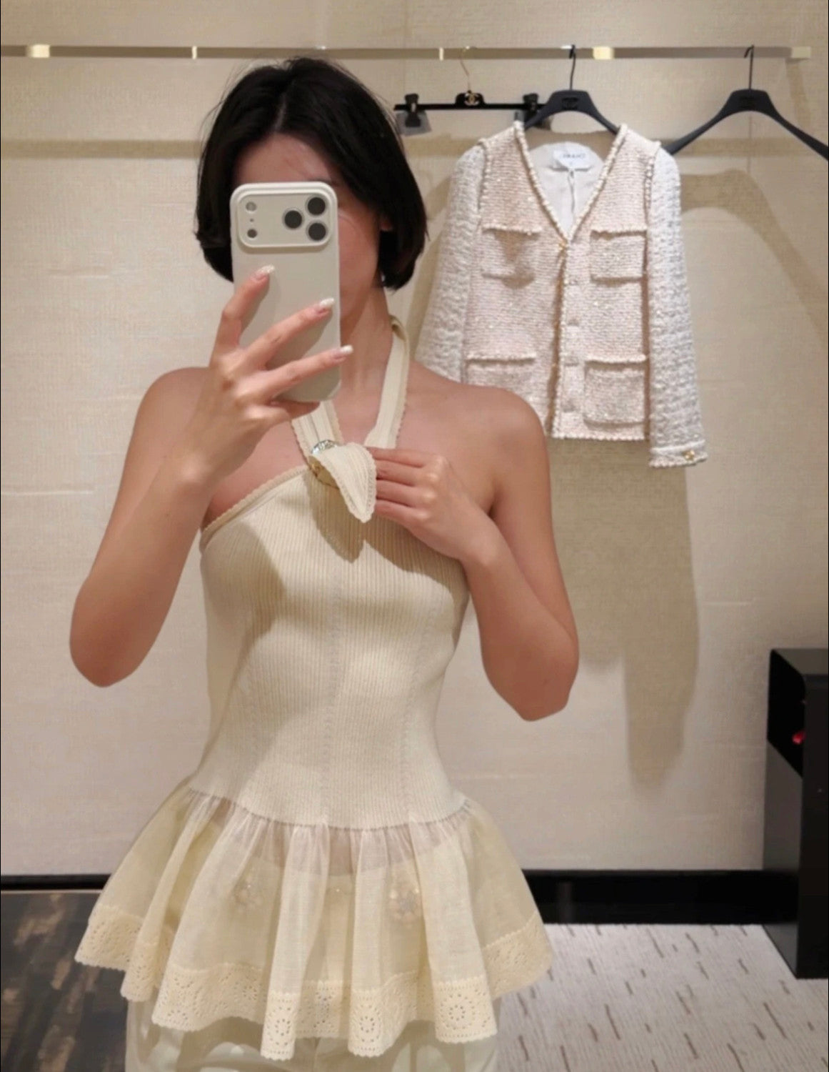 Chanel Top Silk Black White #335459