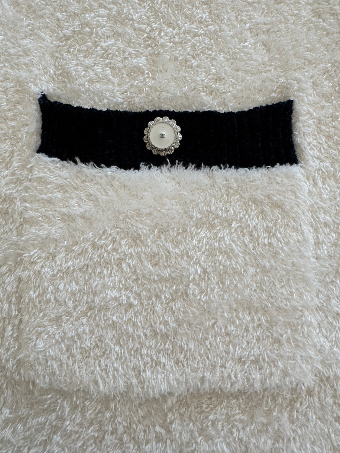 Chanel Top Silk White Navy Blue #335494